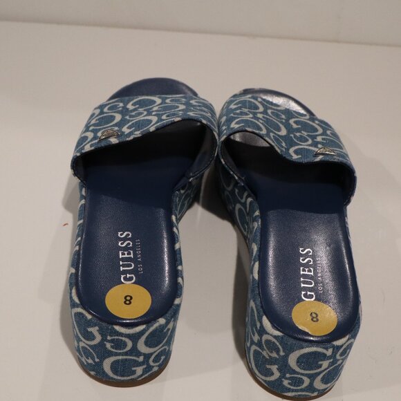 Guess Blue Platform Open Toe Slides - Size 8 PERFECT CONDITION! - Picture 3 of 8